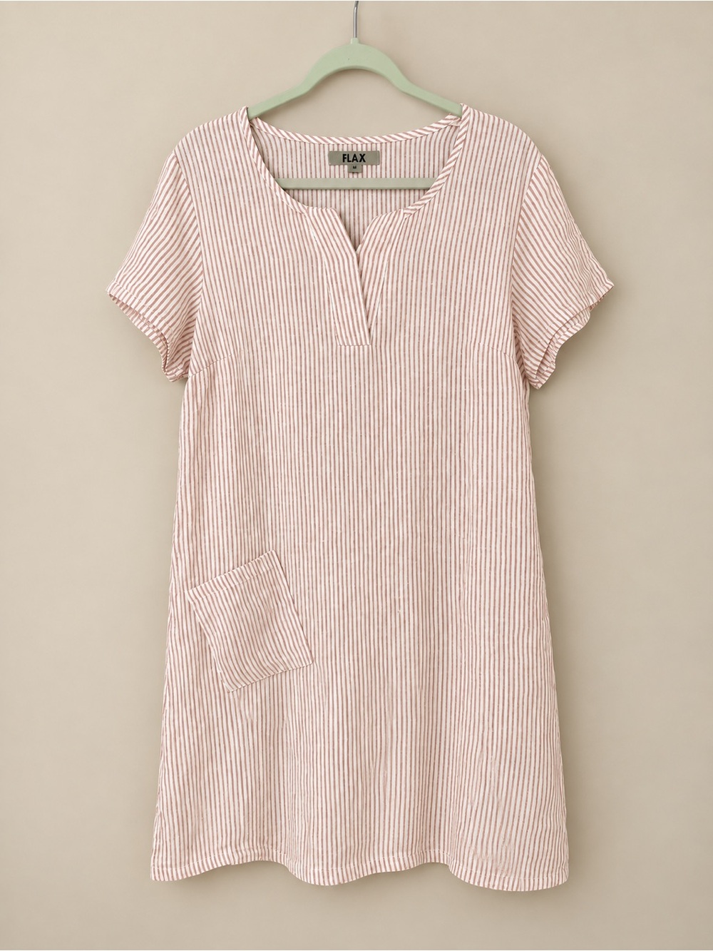 FLAX 100% Linen Pink and White Striped Tunic